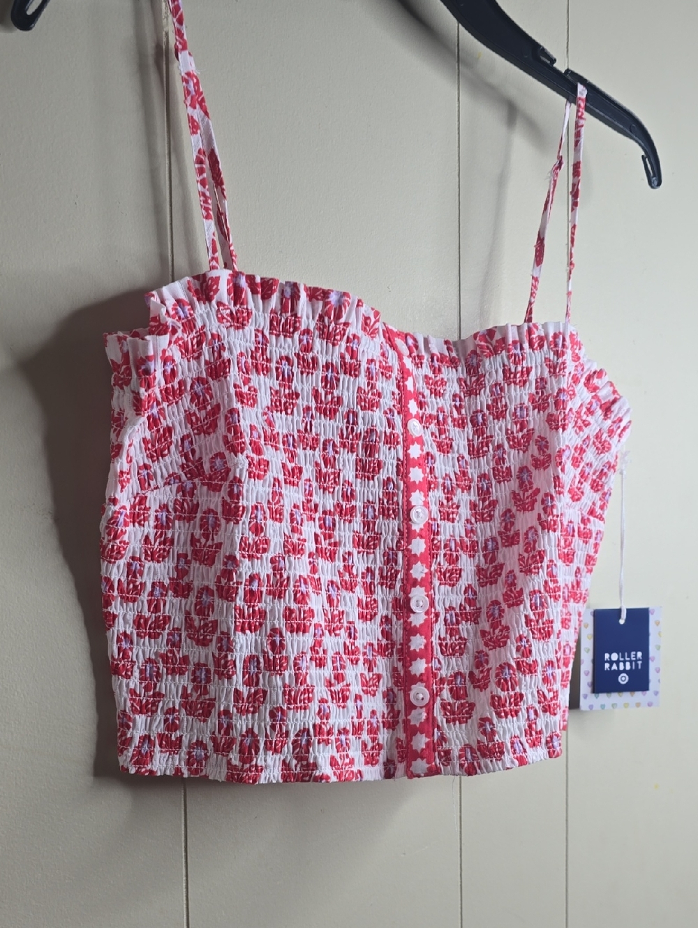 Roller Rabbit x Target Women's Floral Smocked Peplum Tank Top Red - Picture 5 of 7